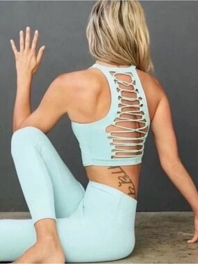 Alo Yoga Strappy Movement Bra XS Blue Quartz NWT